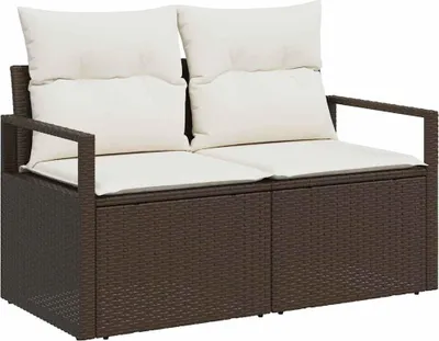 Image de vidaXL Canapé de jardin avec coussins 120 x 62 x 69 cm Poly-Rattan