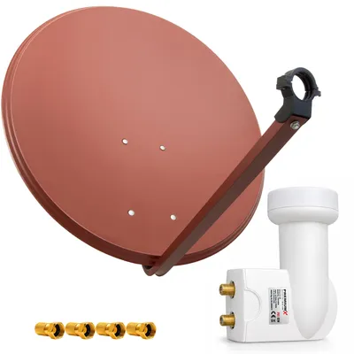 Produktbild von PremiumX SAT Anlage 80cm Antenne Aluminium Twin LNB WE 4x F-Stecker