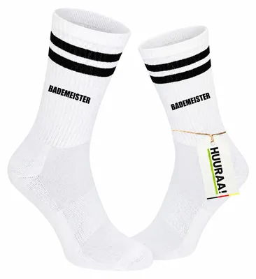 Produktbild von Huuraa Uni Socken Bademeister Schriftzug 37/41 Black Baumwolle Tennissocken Geschenkidee