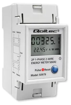 Image de Compteur de consommation d'énergie Qoltec, monophasé, pour rail DIN