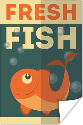 Produktbild von MuchoWow® Poster Illustration von frischem Fisch im Meer 120x180 cm - Kunstposter