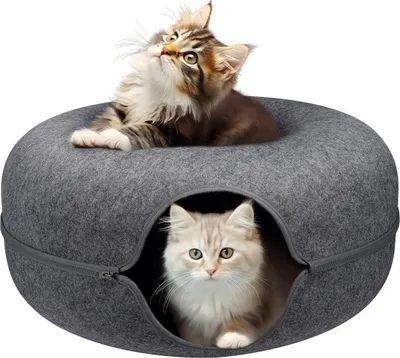 Produktbild von Katzenbett Donut, Durchmesser 50 cm, grauer Filz
