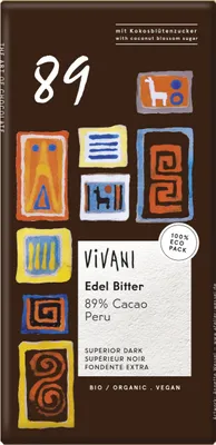 Obrázek produktu pro Vivani 285899, Tmavá čokoláda, 80 g, 2521 kJ, 611 kcal, 53 g, 16,4 g