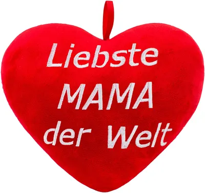 Produktbild von BRUBAKER Plüschkissen in Herzform - Liebste Mama der Welt - Rot 32 cm - Herzkissen Bestickt