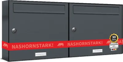 Produktbild von 2er Briefkasten Anthrazit Anlage 2 Fach Wandbriefkasten Postkasten