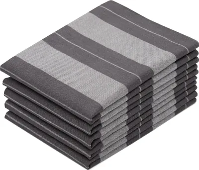 Produktbild von 5er Set Geschirrtücher aus 100% Baumwolle in 50x70 cm, waschbar bis 60°C, in grau gestreift, Gastronomiequalität