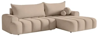 Produktbild von Selsey DANDELINO - Ecksofa mit Schlaffunktion, Stauraum und Samtbezug, beige, rechts