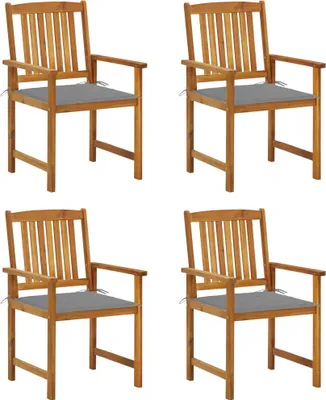 Productafbeelding van vidaXL Tuinstoelen met kussens, 4 stuks, massief acaciahout