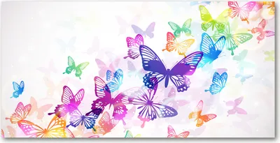 Produktbild von Tulup® Glas-Bild - 100x50 -Wandkunst - Wandbild hinter gehärtetem Sicherheitsglas  - Tiere - Bunte Schmetterlinge - Mehrfarbig