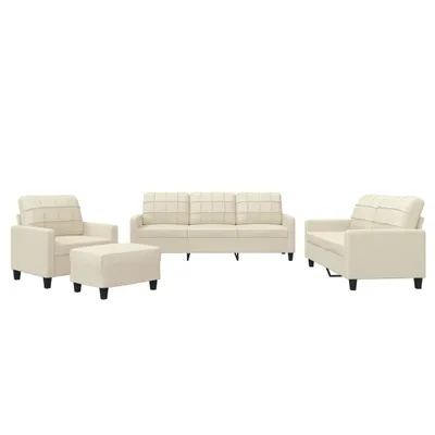 Produktbild von vidaXL 4-tlg. Sofagarnitur mit Kissen Creme Kunstleder