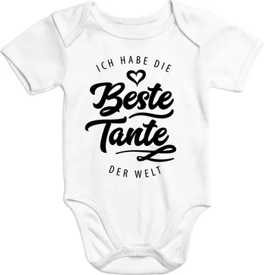 Produktbild von Kurzarm Baby Body Ich habe die beste Tante der Welt Spruch Geschenk Baumwolle Moonworks® weiß 0-3 Monate