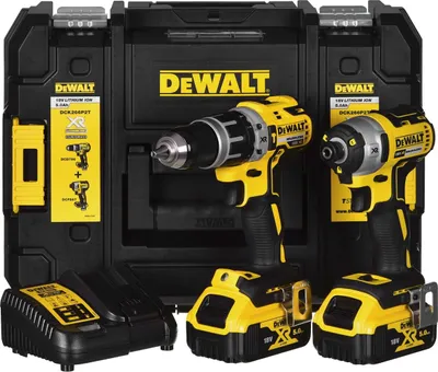 Immagine prodotto di Trapano a percussione e avvitatore a percussione set 18v - 5ah Dewalt DCK266P2T
