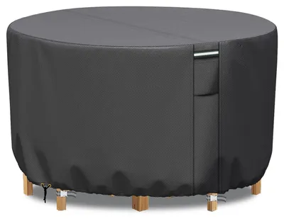 Productafbeelding van Tuinmeubelbeschermer, rond, Ø 102 x 71 cm, grijs, 600D Oxford, PVC-coating, winddicht, waterdicht, UV-bestendig