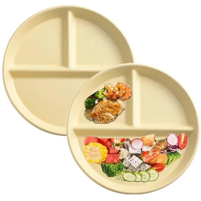 Image de Omgoods - Ensemble de 2 assiettes en porcelaine compartimentées, idéales pour les régimes alimentaires