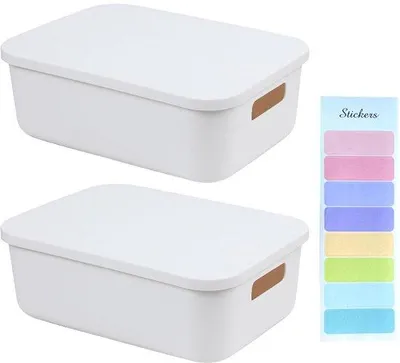 Immagine prodotto di Contenitori in plastica con coperchio, salvaspazio, 28x20x9,6 cm, set da 2 pezzi