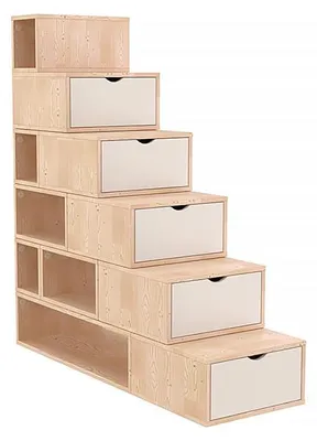 Produktbild von Treppenregal 150 cm - Naturlack/Weiß