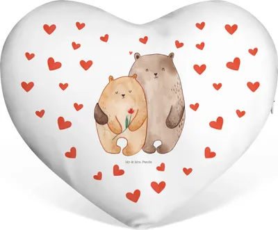 Produktbild von Mr. & Mrs. Panda Sofakissen Bären Liebe - Weiß - Geschenk, Umarmen, dekoartikel, Freundin, Dekokissen, Bär, Liebeskissen, Kuscheln, Romantisches Kissen, Verknallt