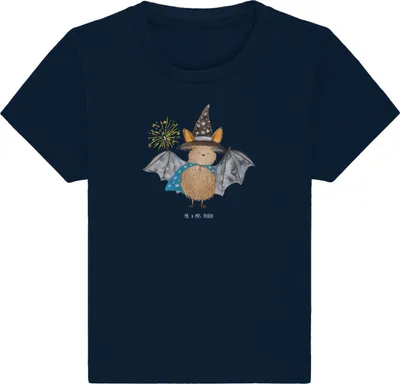 Produktbild von Mr. & Mrs. Panda Babyshirt Fledermaus Zauberer 0. - 6. Monat - French Navy - Geschenk, Lustige Sprüche, Frauen, Magier, Fledermäuse, Baumwolle Baby Shirt,  T-Shirt