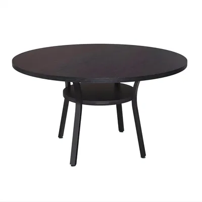 Produktbild von Runder Esstisch 120 cm – 4–6 Personen – Küchentisch & Wohnzimmertisch aus Holz mit Ablage – Stabiler MDF Metall Tisch – Schwarz
