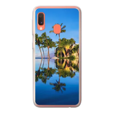 Produktbild von MuchoWow® Handyhülle Schutzhülle Hülle für Samsung Galaxy A20e Am Wailea Beach in Hawaii spiegeln sich die Palmen im Wasser Silikon Softcase Handy Hülle - Abdeckung