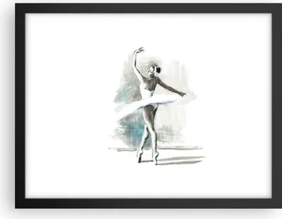 Produktbild von Gerahmtes Poster - Schwarzer Rahmen - Ballerina Tanz Frau - 40x30 cm - Wand Bild - Wanddeko - Wandbilder - Kunstposter - Wandposter - Bilderrahmen - Bilder - Kunstdruck - P2BAA40x30-4953