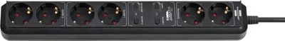Produktbild von Brennenstuhl 1159760936, 6 AC-Ausgänge, 1,5 m, Kabelgebunden, Schwarz, Schwarz, 105 mm