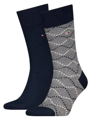 Image de Tommy Hilfiger - Chaussettes pour homme (lot de 2) NA1117 (44,5 EU - 47 EU) (marine/bleu/blanc)