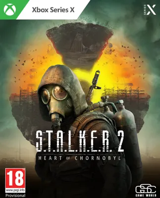 Cover art for the video game S.T.A.L.K.E.R. 2: Heart of Chornobyl, featuring a character in a gas mask and hazmat suit.