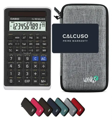 Produktbild von Casio fx-82 Solar II inkl. WYNGS Schutztasche Hellgrau - Wissenschaftlicher Taschenrechner - Basic Set