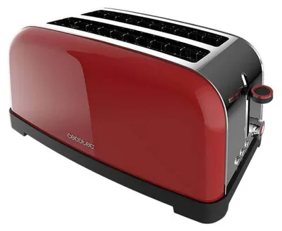 Produktbild von Cecotec Toastin' time 1500, 4 Scheibe(n), Rot, Edelstahl, Tasten, Niveau, Drehregler, 1500 W
