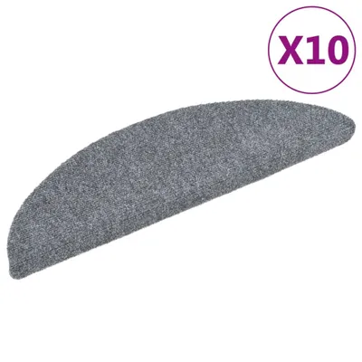 Image de vidaXL Tapis d'escalier autocollant 10 pcs. Gris clair 56x17x3 cm