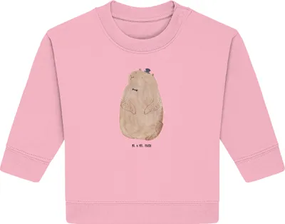 Produktbild von Mr. & Mrs. Panda Organic Baby Pullover Murmeltier 24. - 36. Monat - Baumwolle Pink - Geschenk, Knigge, Anstand, Fröhlichkeit, Freundlichkeit, Lustige Sprüche, Respekt
