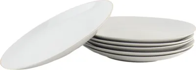 Produktbild von OTIX Essteller Teller Set mit 6 Stück 26cm Weiß mit Goldrand Porzellan CROCUS