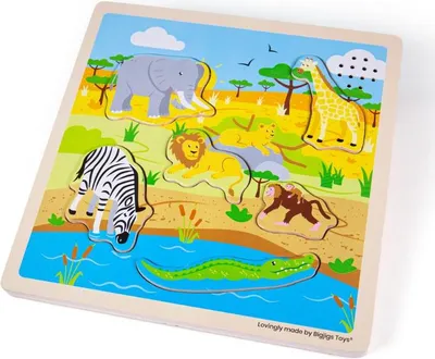 Produktbild von BigJigs Holz Sound Puzzle - Safari Tiere Geräusche Spielzeug