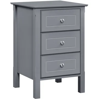 Produktbild von Yaheetech Nachttisch Nachtschrank Nachtkommode Beistelltisch mit 3 Schubladen Stabil Sofatisch für Wohnzimmer/Schlafzimmer/Flur/Büro, 40 x 40 x 60 cm, Dunkelgrau