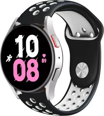 Produktbild von Strap-it Samsung Galaxy Watch 5 - 44mm Sportarmband (Schwarz/Weiß)