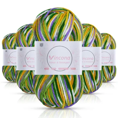 Produktbild von Häkelgarn Farbverlauf 5x50g Acryl 2,5mm Nadelstärke 4,0-6,0mm Bunt