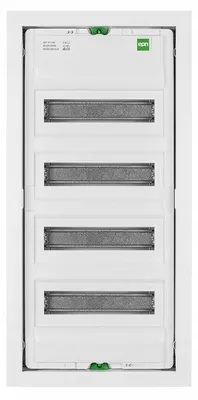 Obrázok produktu pre Modulárna rozvodná skriňa na montáž na stenu 4x12, 48 modulov, IP30, oceľ, biela RAL 9016, s lištami PE+N