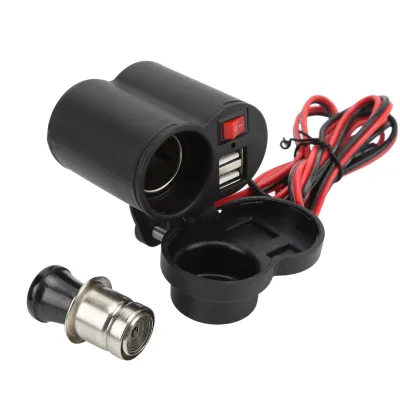 Image de Prise allume-cigarette pour moto, double prise de chargement USB pour moto, chargeur d'adaptateur électrique pour moto, chargeur de téléphone pour moto, double chargeur USB pour moto, chargeur pour guidon de moto