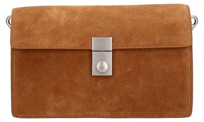 Produktbild von Gave Lux Handtasche für Damen, aus Wildleder und Leder, Cognac-Farbe, mit Druckknopfverschluss, hergestellt in Italien