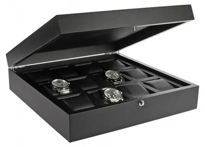 Produktbild von Uhrenkoffer Holz für 12 Uhren, schwarz