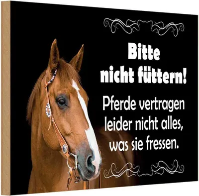 Produktbild von vianmo Holzschild 12x18 cm Bitte nicht füttern Pferde Warnschild Hinweisschild