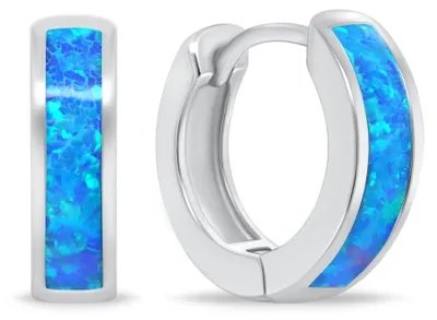 Immagine prodotto di Orecchini a cerchio in argento con opale blu EA1047WB