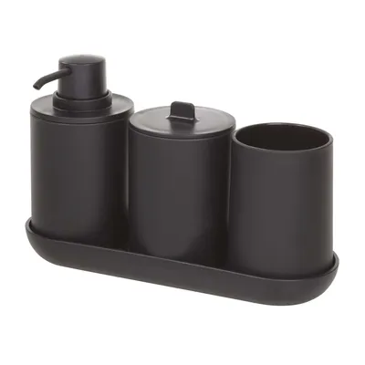 Produktbild von iDesign Badezimmer Set, vierteilige Badgarnitur mit Seifenspender, Zahnbürstenha