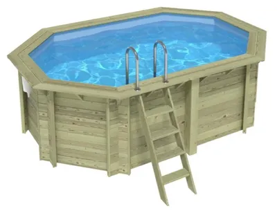 Immagine prodotto di Piscina in legno NEMO 4.3 x 3 - H.1.31 m, azzurro chiaro, con supporti da cementare