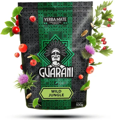 Obrázek produktu pro Guarani – Čaj z yerby mate Wild Jungle 500 g – S šípkem a jeřabinami – Kouřová chuť s výrazným prachem – Intenzivní yerba mate – Paraguay