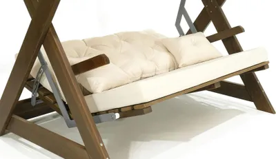 Immagine prodotto di Dondolo da giardino marrone scuro Lussuosi cuscini da esterno Mobili moderni in legno