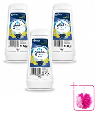 Imagen del producto de 3 unidades de ambientador en gel Glade, aroma Marino, 150 g cada uno - Paquete ahorro