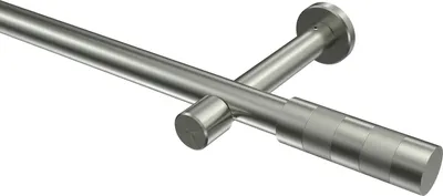 Produktbild von Interdeco Gardinenstange / Vorhangstange Edelstahl-Optik, Typ Prestige Mavell (Zylinder Bicolor) ohne Ringe, 20 mm Ø 1-läufig, 400 cm