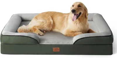 Produktbild von Orthopädisches Hundebett 122x89 cm, tannengrün, mit Kistenschaum, waschbar, rutschfest